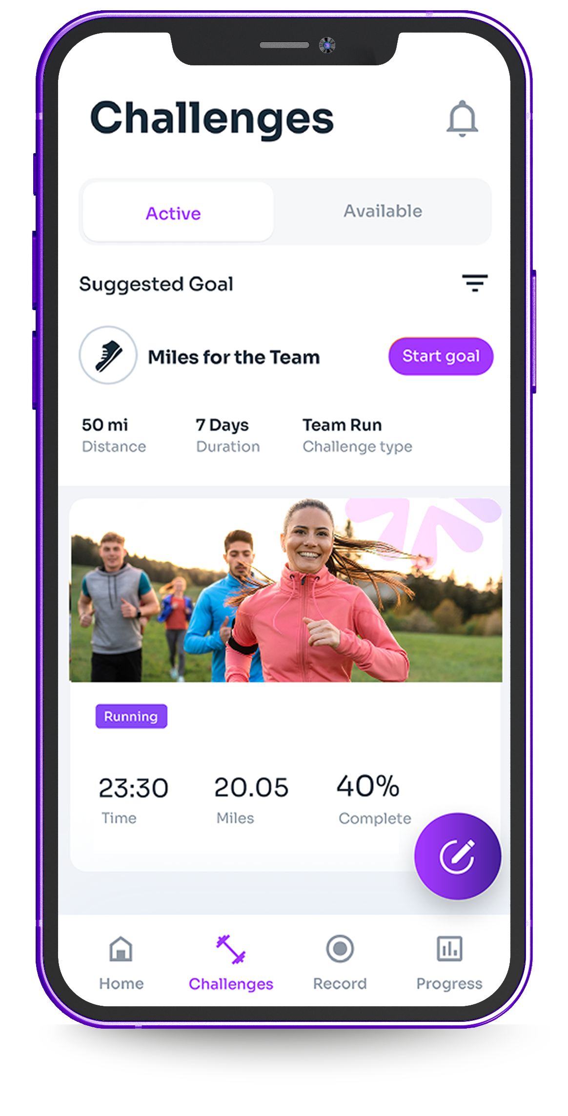 The FitCorp workplace fitness app team challenge