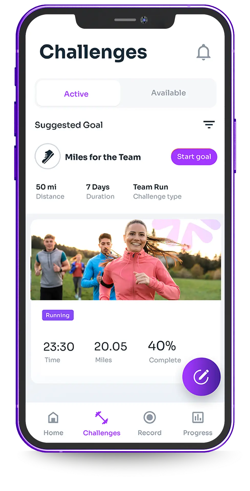 The FitCorp workplace fitness app team challenge